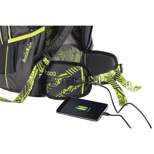 Coocazoo School backpack ScaleRale , incl. Hip Belt with Power Pack - TecCheck Neon Yellow