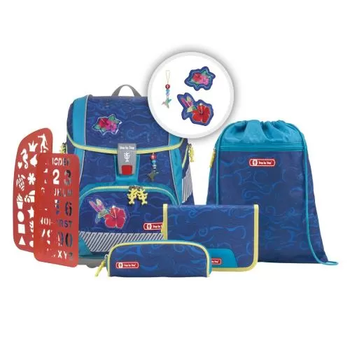 Step by Step School backpack 2IN1 Plus Reflect "Rainbow Colibri", 6-Piece School Bag Set