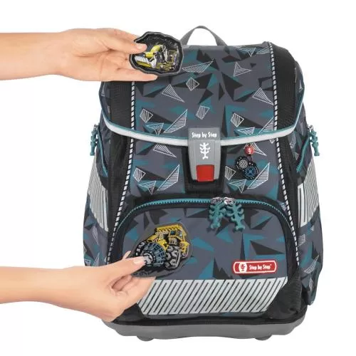 Step by Step School backpack 2IN1 Plus Reflect "Stone Explosion", 6-Piece School Bag Set